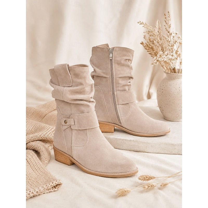 Solvei | Slouchy Buckle Ankle Boots – front view