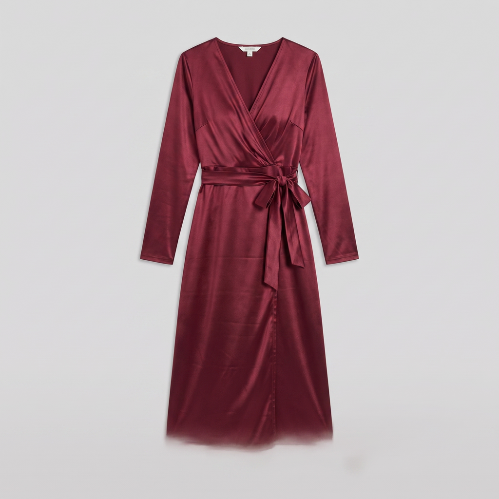 Solveig | Tie-Waist Wrap Dress, Long Sleeve by Vera Noir – detail view