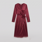 Solveig | Tie-Waist Wrap Dress, Long Sleeve by Vera Noir – detail view