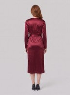Solveig | Tie-Waist Wrap Dress, Long Sleeve by Vera Noir – back view