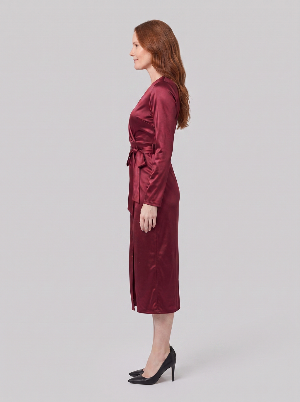 Solveig | Tie-Waist Wrap Dress, Long Sleeve by Vera Noir – side view
