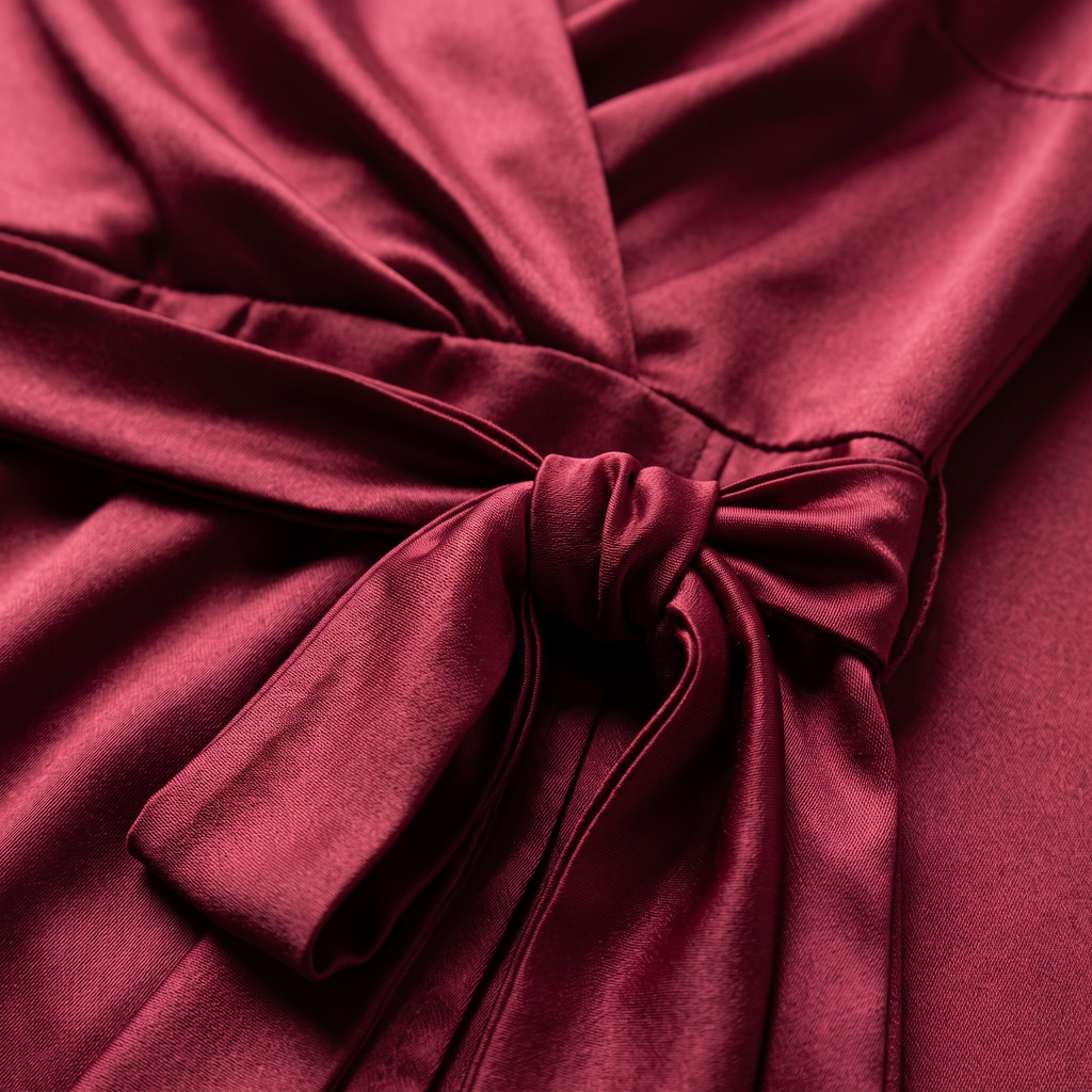 Solveig | Tie-Waist Wrap Dress, Long Sleeve by Vera Noir – detail view of the fabric