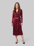 Solveig | Tie-Waist Wrap Dress, Long Sleeve by Vera Noir – in burgundy