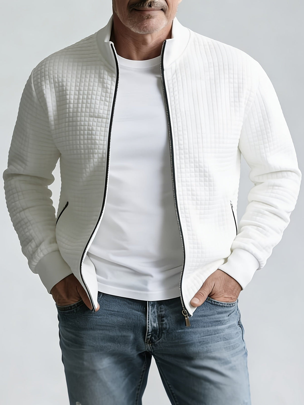 Sullivan | Textured Stand-Collar Jacket – styled view