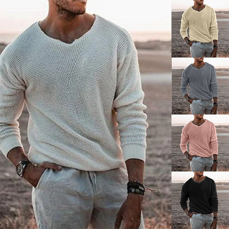 Sully | Textured V-Neck Sweater – front view