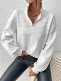 Susanna Oversized Waffle Half-Zip Sweatshirt – front view