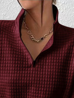 Susanna Oversized Waffle Half-Zip Sweatshirt – detail view
