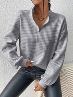 Susanna Oversized Waffle Half-Zip Sweatshirt – side view
