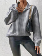 Susanna Oversized Waffle Half-Zip Sweatshirt – detail view