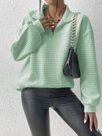 Susanna Oversized Waffle Half-Zip Sweatshirt – back view