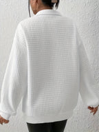 Susanna Oversized Waffle Half-Zip Sweatshirt – detail view