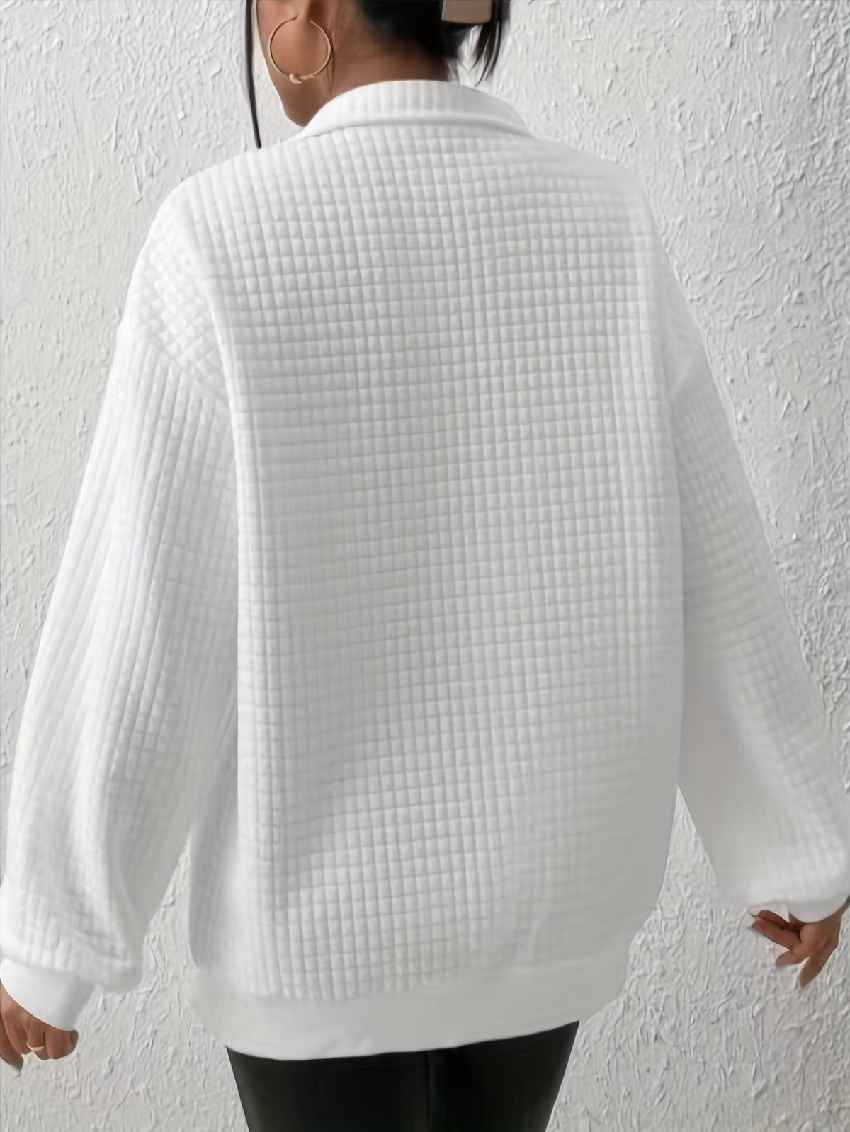 Susanna Oversized Waffle Half-Zip Sweatshirt – detail view
