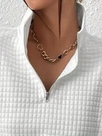 Susanna Oversized Waffle Half-Zip Sweatshirt – styled view