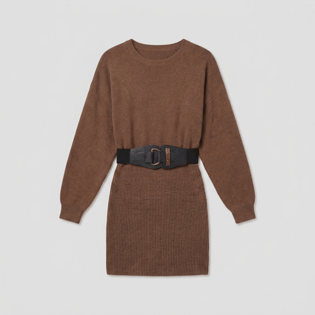 Susannah | Cosy Pull-On Knit Dress by Vera Noir – detail view