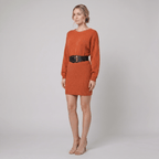 Susannah | Cosy Pull-On Knit Dress by Vera Noir – in orange
