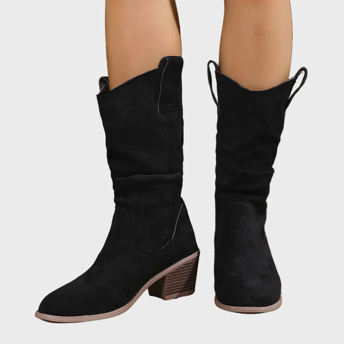 Suze Mid-Heel Cowboy Boots – front view