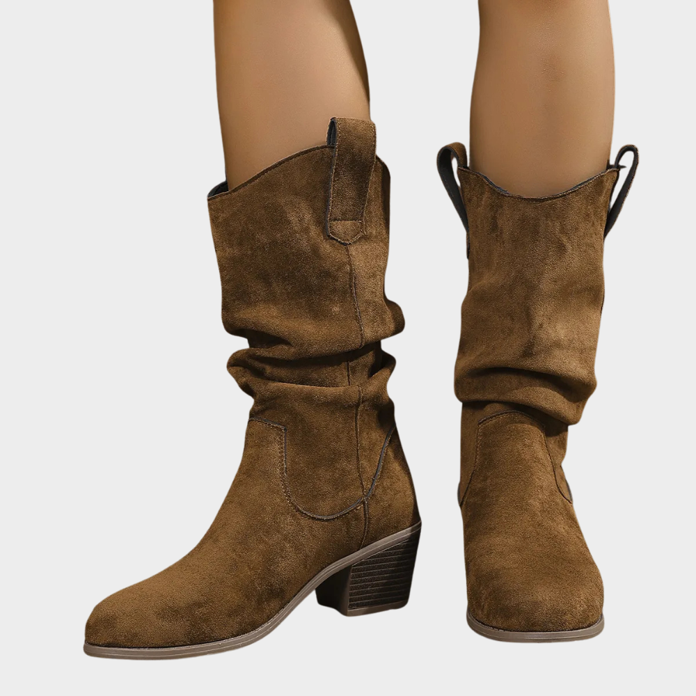 Suze Mid-Heel Cowboy Boots – back view