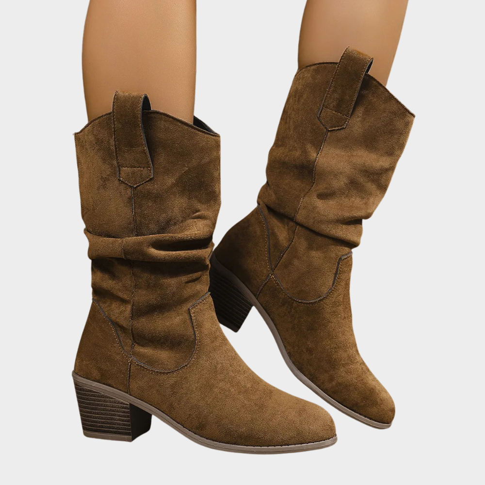 Suze Mid-Heel Cowboy Boots – detail view