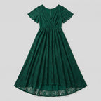 Sylva | Pleated Lace Ruffle Gown by Vera Noir – detail view