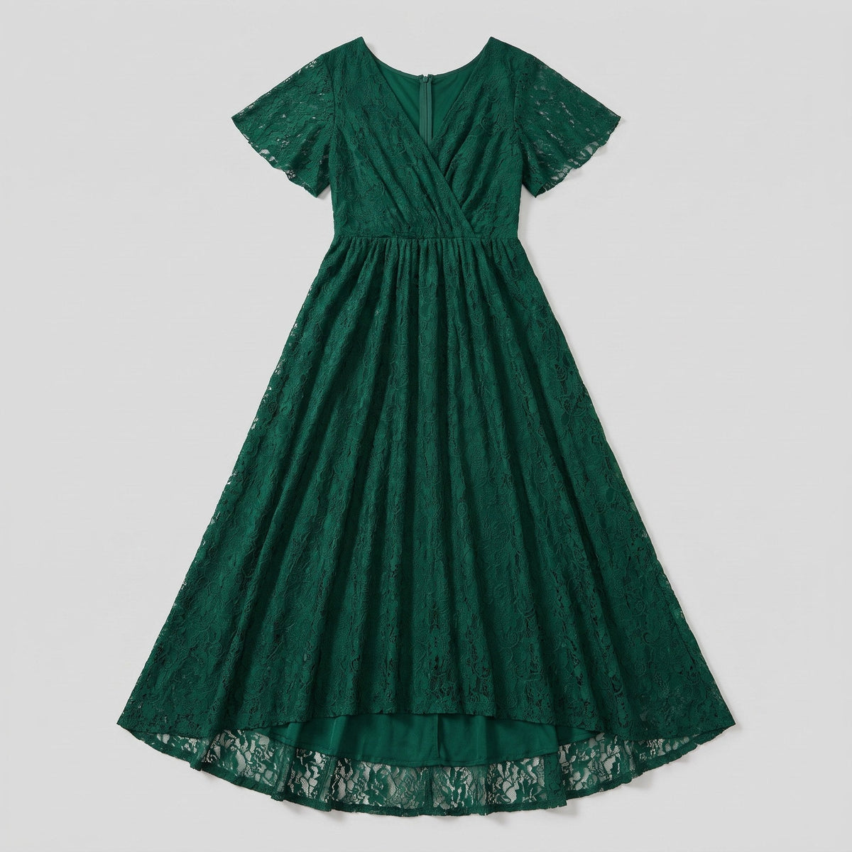 Sylva | Pleated Lace Ruffle Gown by Vera Noir – detail view