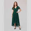 Sylva | Pleated Lace Ruffle Gown by Vera Noir – in dark green
