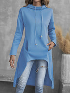 Tabitha Dipped-Hem Longline Hoodie – front view