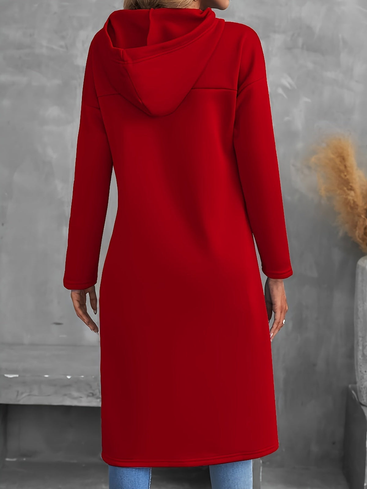 Tabitha Dipped-Hem Longline Hoodie – side view