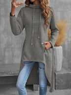 Tabitha Dipped-Hem Longline Hoodie – detail view
