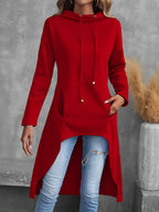 Tabitha Dipped-Hem Longline Hoodie – detail view