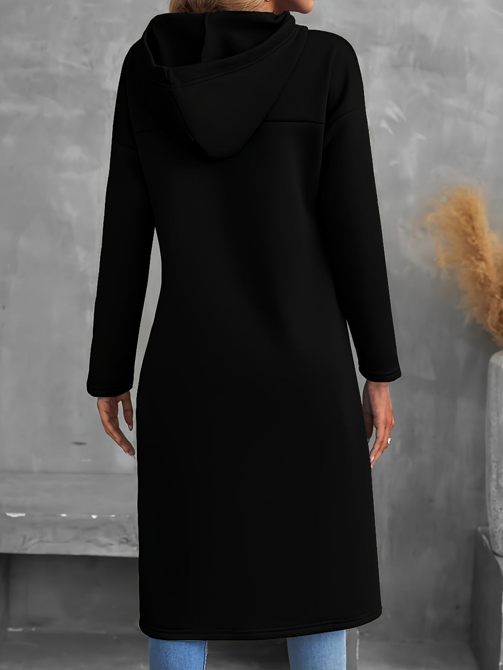 Tabitha Dipped-Hem Longline Hoodie – detail view
