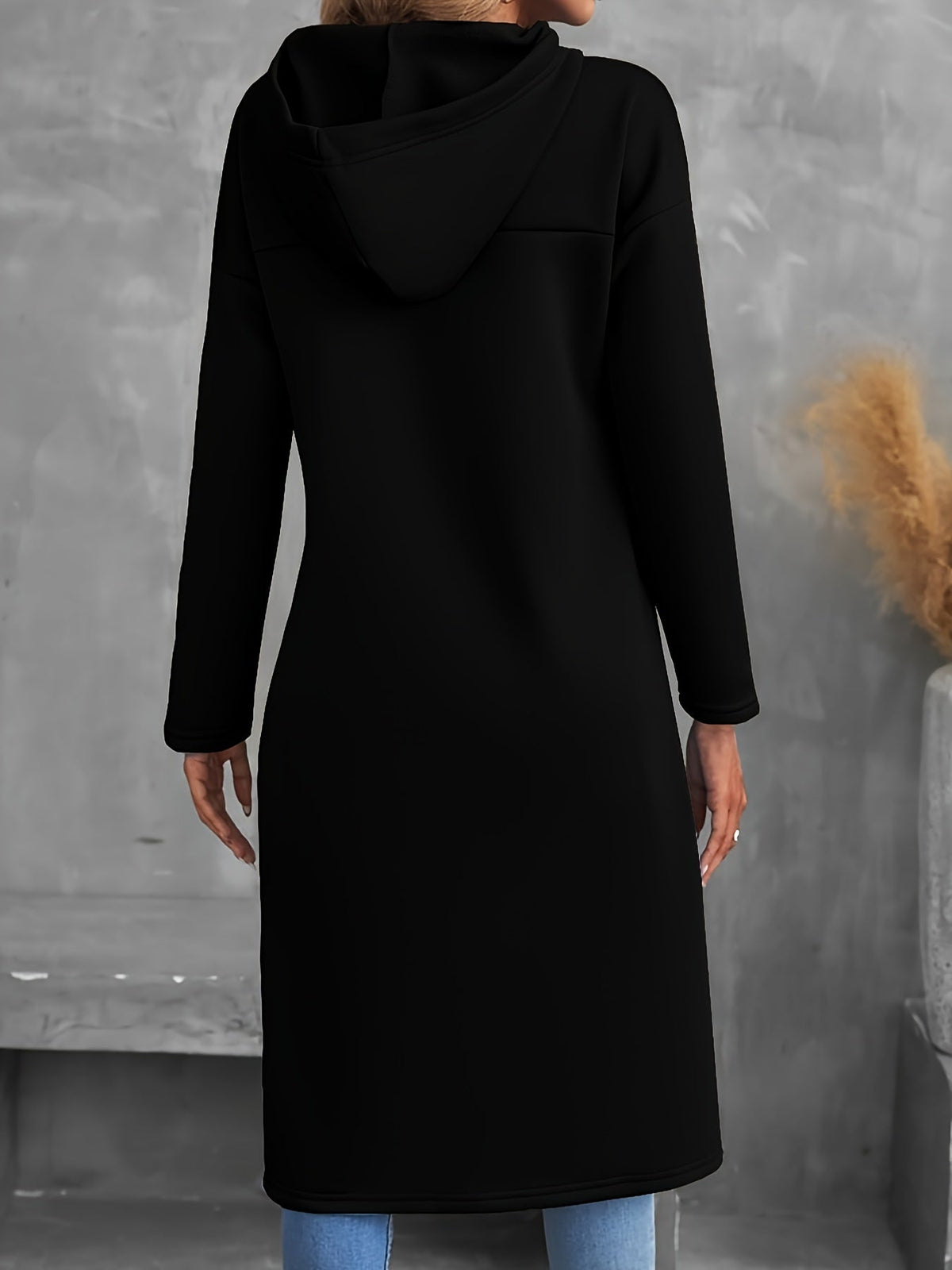 Tabitha Dipped-Hem Longline Hoodie – detail view