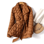 Talia Quilted Coat – brown, styled view