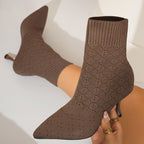 Tamsyn | Pointed Sock-Style Ankle Boots – front view