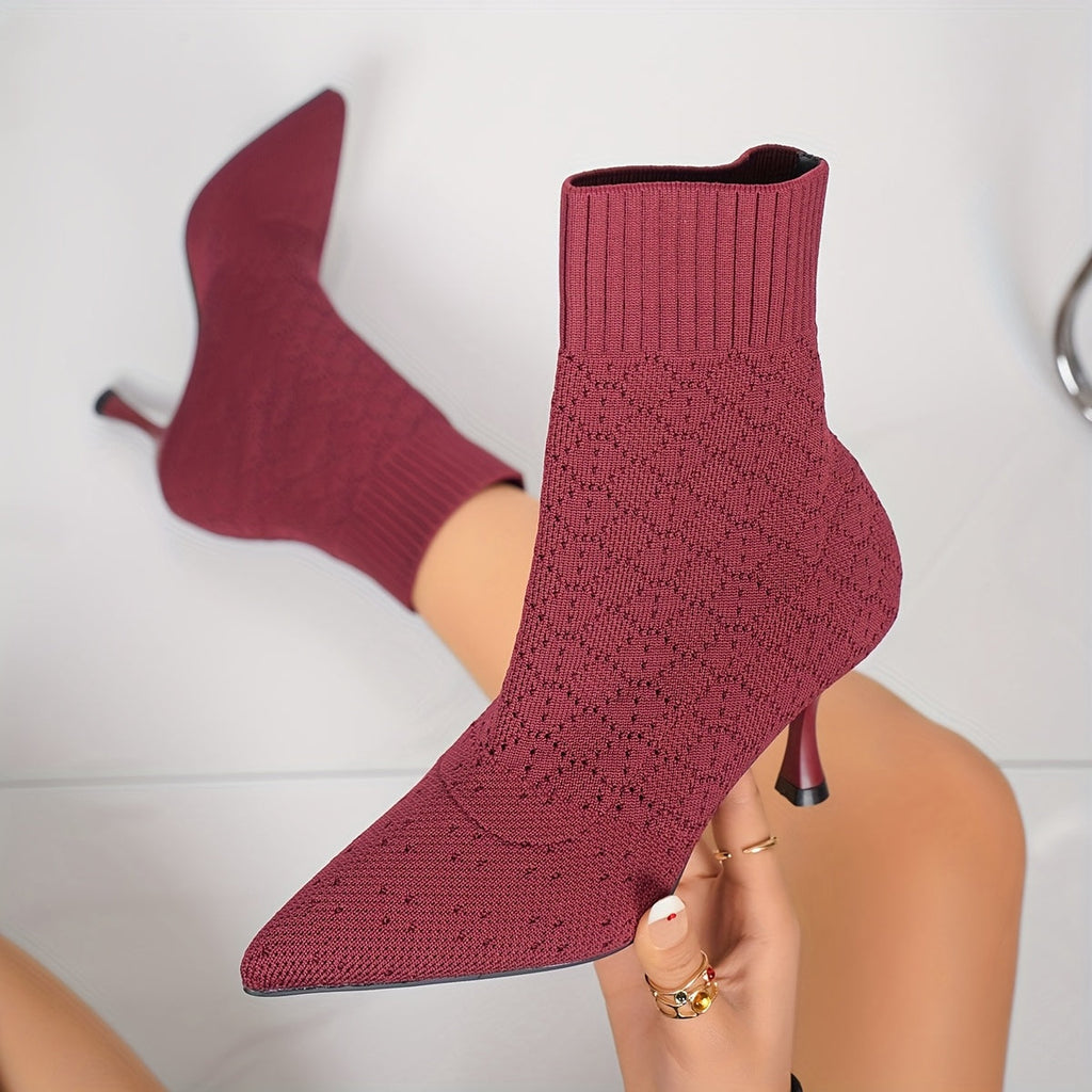 Tamsyn | Pointed Sock-Style Ankle Boots – front view