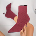Tamsyn | Pointed Sock-Style Ankle Boots – front view