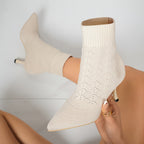 Tamsyn | Pointed Sock-Style Ankle Boots – front view