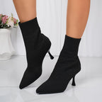 Tamsyn | Pointed Sock-Style Ankle Boots – styled view