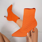 Tamsyn | Pointed Sock-Style Ankle Boots – front view