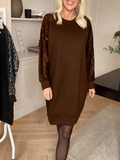 Thalivienne Sequin Round Neck Dress – front view