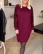 Thalivienne Sequin Round Neck Dress – detail view