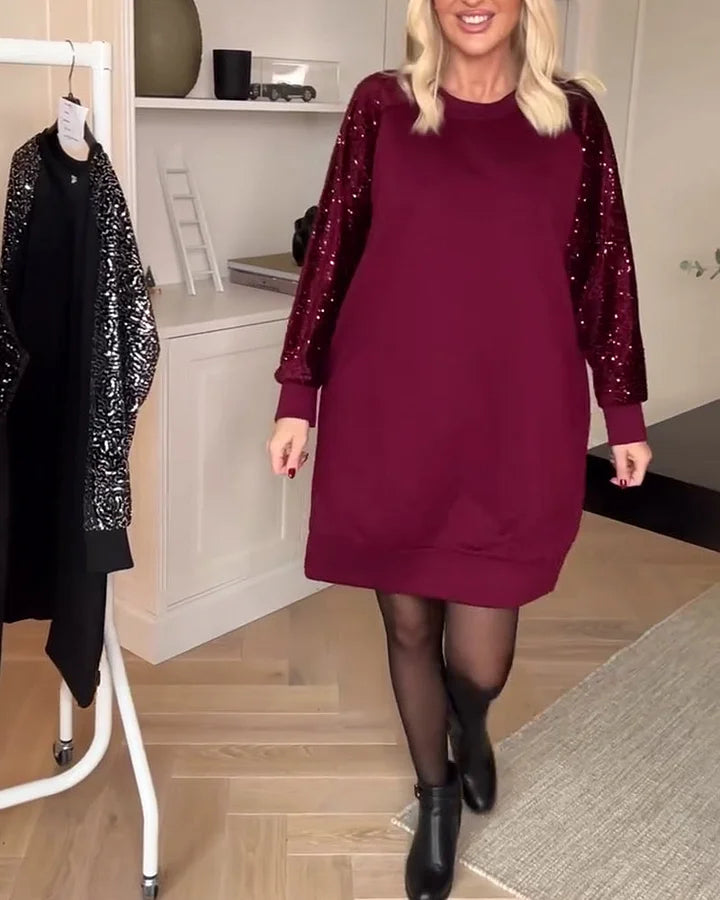 Thalivienne Sequin Round Neck Dress – styled view
