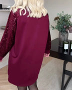 Thalivienne Sequin Round Neck Dress – side view