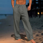 Tristan | Classic Plain Wide Trousers – styled view