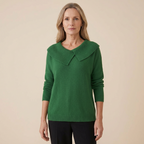 Valenne Fold-Over Collar Knit Sweater by Vera Noir – front view
