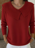 Valenne Fold-Over Collar Knit Sweater by Vera Noir – back view