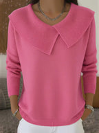 Valenne Fold-Over Collar Knit Sweater by Vera Noir – detail view