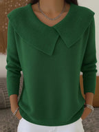 Valenne Fold-Over Collar Knit Sweater by Vera Noir – styled view