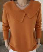 Valenne Fold-Over Collar Knit Sweater by Vera Noir – side view