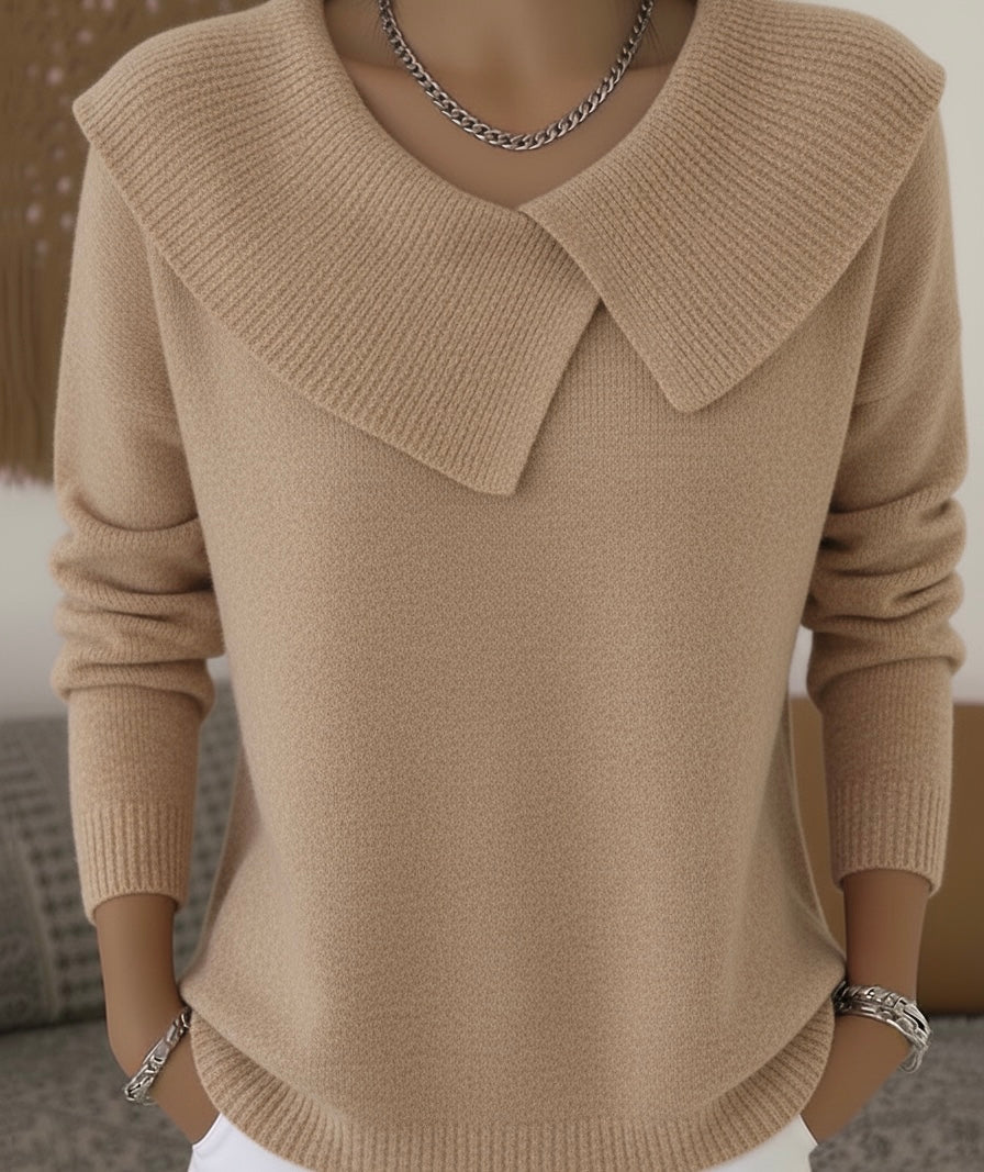 Valenne Fold-Over Collar Knit Sweater by Vera Noir – image 7