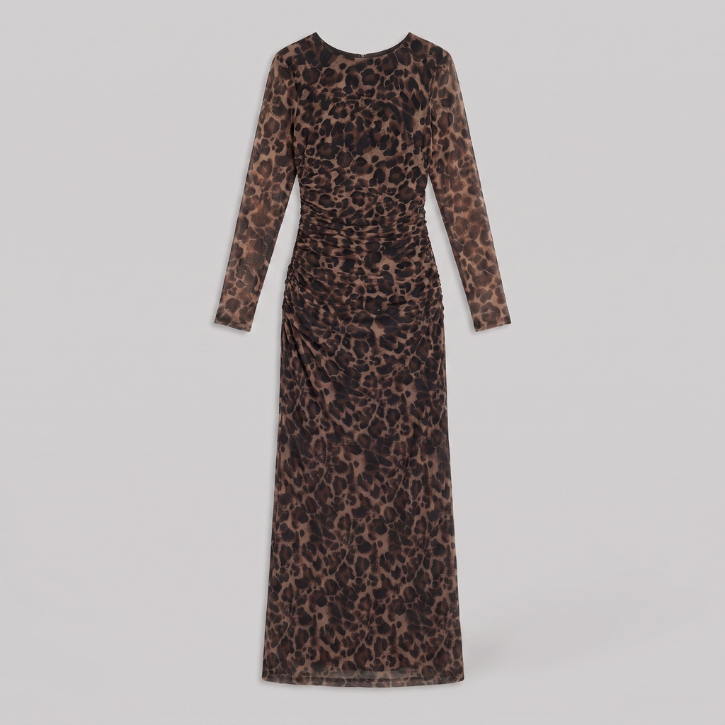 Valentina | Leopard Print Fitted Gown by Vera Noir – detail view
